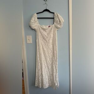 Lace White Midi Dress